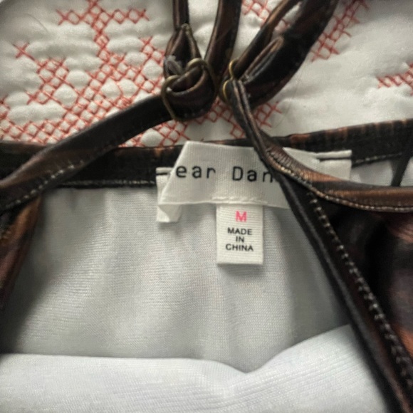 Bear Dance Brown Groovy Print Mini Dress Size Medium - Picture 6 of 7